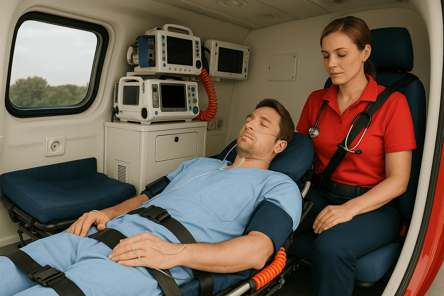 Air Ambulance helicopter by Savelife ready for emergency patient transport