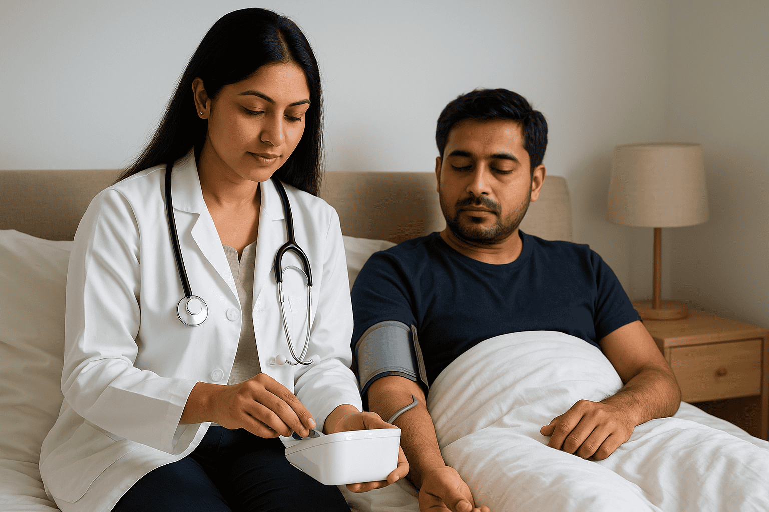 Health care doctor providing medical consultation to patient at clinic