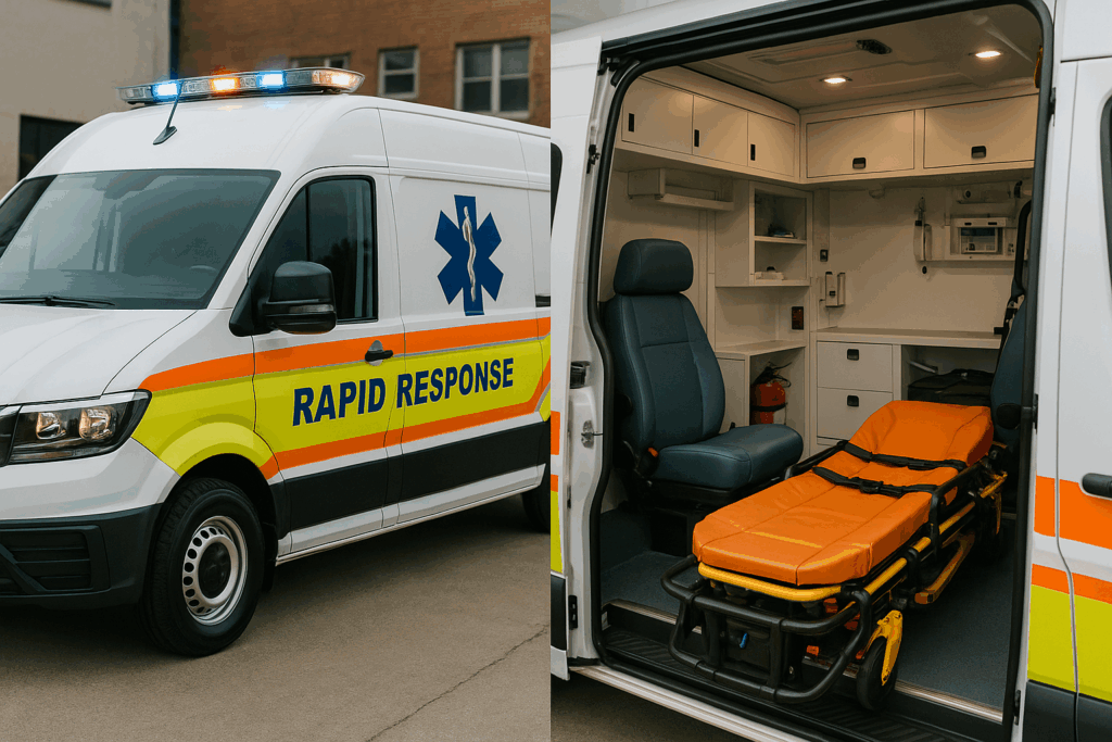 Critical care ambulance equipped with ICU facilities