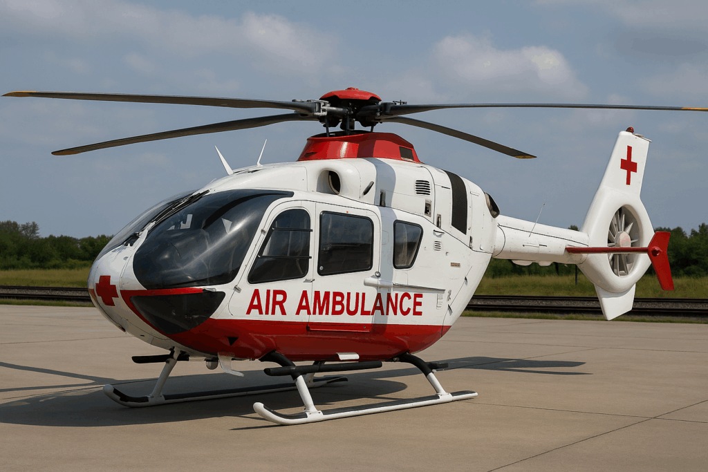Modern air ambulance in India ready for emergency medical transfer